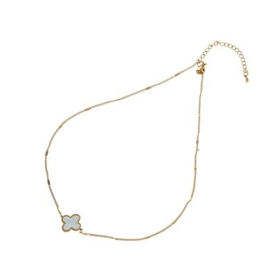 Day & Eve Ketting Lucky Pearl Leaf Necklace - 14K