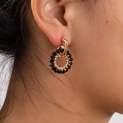Day & Eve Oorbellen Small Beads Circle - 14K + black