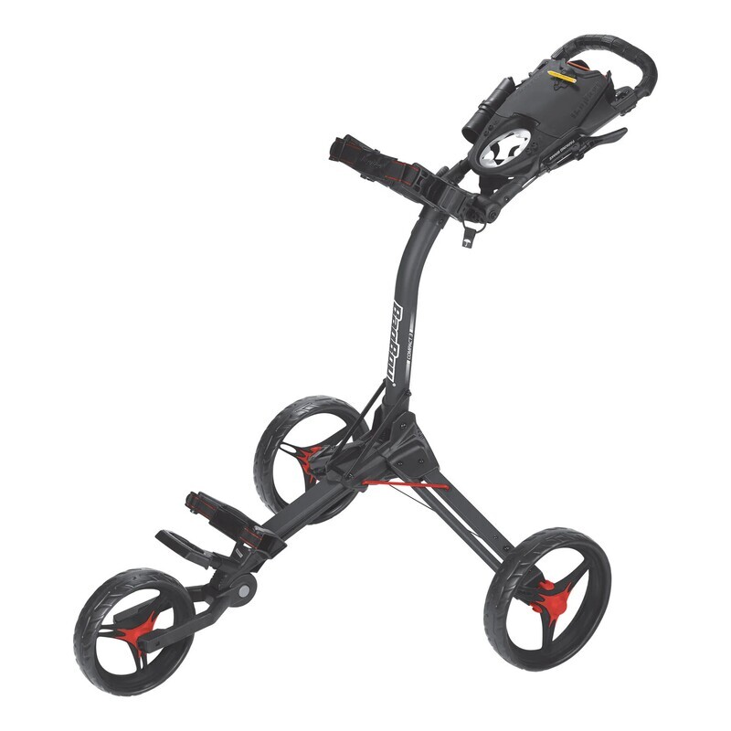 Bag Boy Compact 3 Push Cart, Color: Black/Red