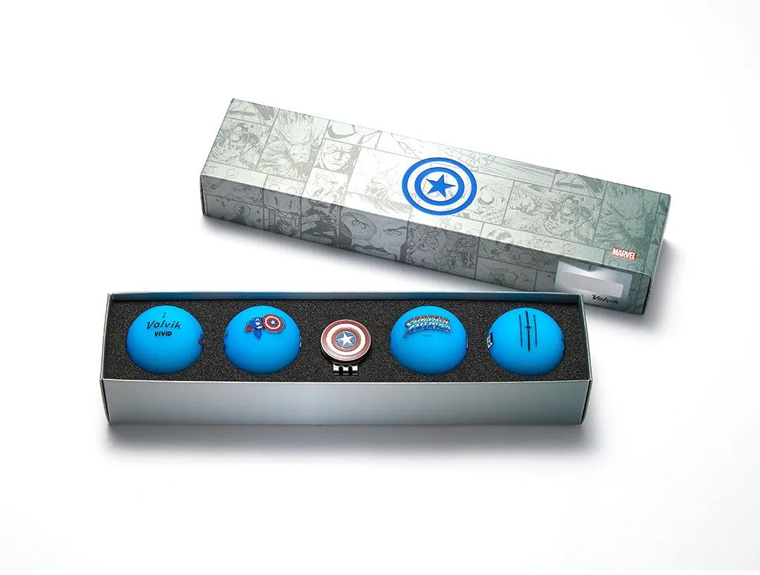 Volvik MARVEL 4 Ball with Marker Gift Set, Color: Captain America