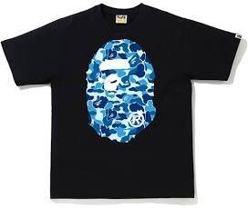 BAPE ABC CAMO BIG APE HEAD TEE BLACK/BLUE