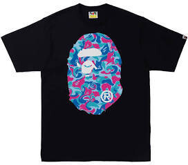 BAPE MARBLE CAMO BIG APE HEAD TEE BLACK