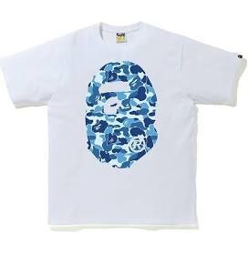 BAPE BIG HEAD WHITE/BLUE CAMO TEE