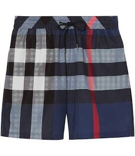BURBERRY NAVY CHECKERED BOARD SWIMSHORT