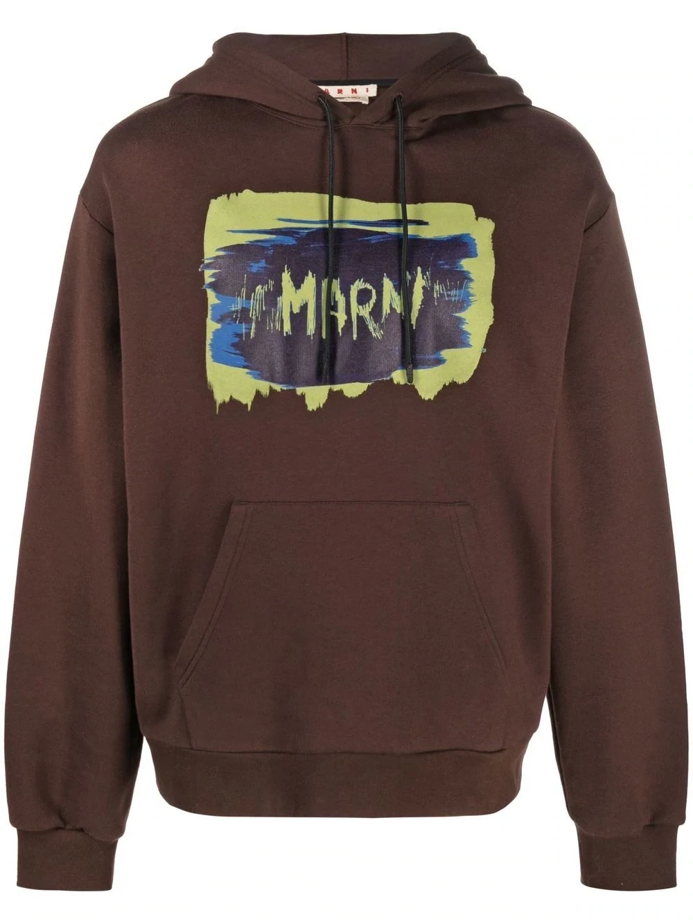 MARNI GRAPHIC PRINTED KNIT HOODIE BROWN