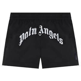 PALM ANGELS CURVED LOGO SWIM SHORTS