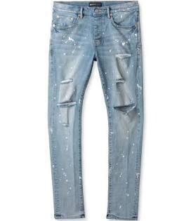 PURPLE BRAND LIGHT INDIGO PAINT KNEE SLIT JEAN