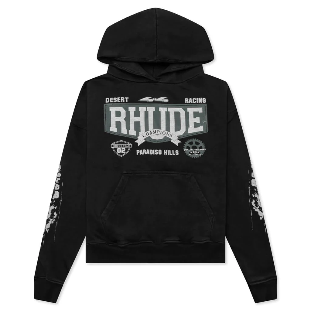 RHUDE 4X4 BLACK VINTAGE HOODIE