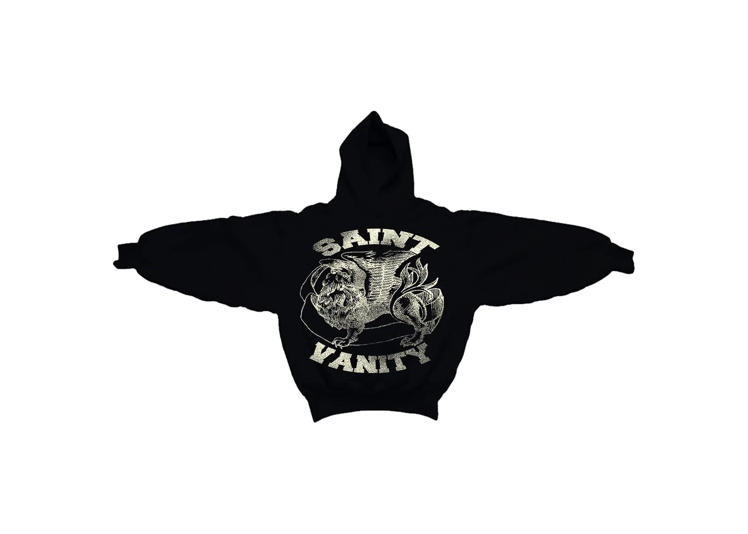 SAINT VANITY VINTAGE BLACK AND WHITE HOODIE