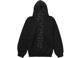 SUPREME SATIN APPLIQUE HOODIE BLACK