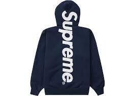 SUPREME SATIN APPLIQUE HOODED SWEATSHIRT WASHED NAVY