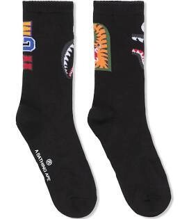 BAPE BLACK &quot;WGM&quot; SHARK SOCKS