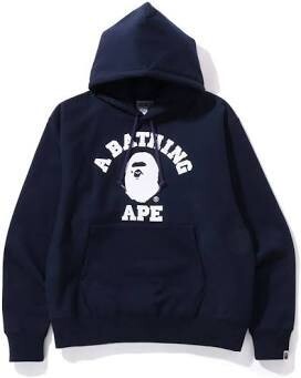 BAPE COLLEGE HEAVY WEIGHT PULLOVER NAVY