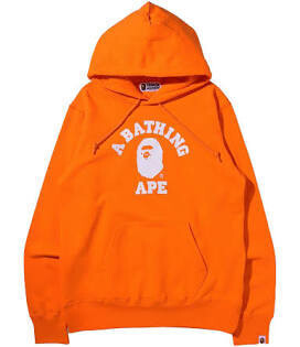 BAPE COLLEGE ORANGE/WHITE HOODIE