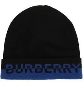 BURBERRY LOGO INTARSIA BEANIE BLACK/BLUE O/S*