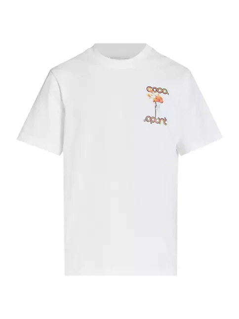CASA BLANCA LA FLAMME DU SPORT PRINTED TEE WHITE