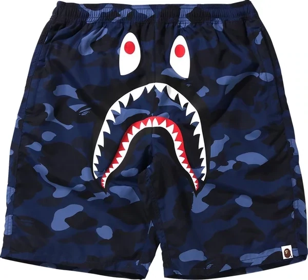 BAPE NAVY CAMO SHARK SWIM SHORTS