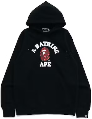 BAPE COLLEGE BLACK/RED CAMO HOODIE