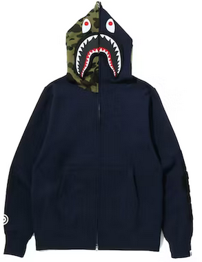 BAPE DETACHABLE SHARK FULL ZIP NAVY
