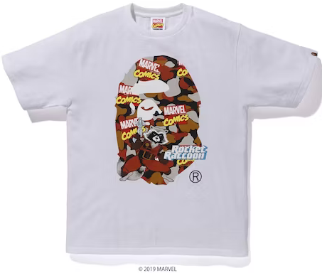 BAPE MARVEL CAMO ROCKET RACCOON TEE WHITE