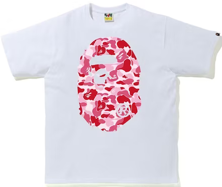BAPE BIG HEAD WHITE/PINK CAMO TEE