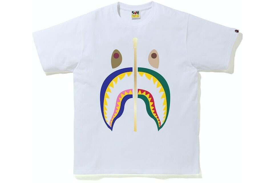 BAPE COLORS SHARK TEE WHITE