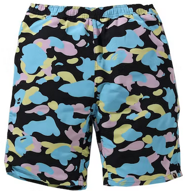 BAPE MULTI CAMO TRACK SHORTS BLACK