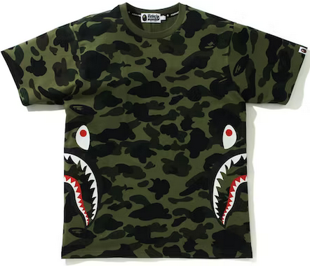 BAPE 1ST GREEN CAMO SIDE SHARK TEE