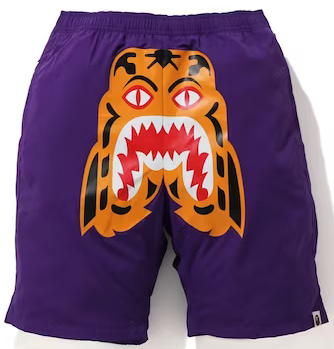 BAPE TIGER BEACH SHORTS PURPLE