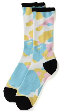 BAPE PASTEL MULTI CAMO SOCKS WHITE