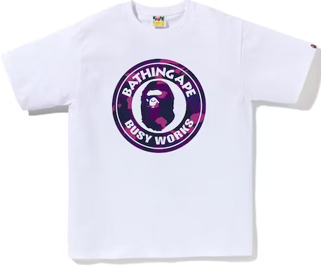 BAPE COLOR CAMO BUSY WORKS WHITE/PURPLE TEE