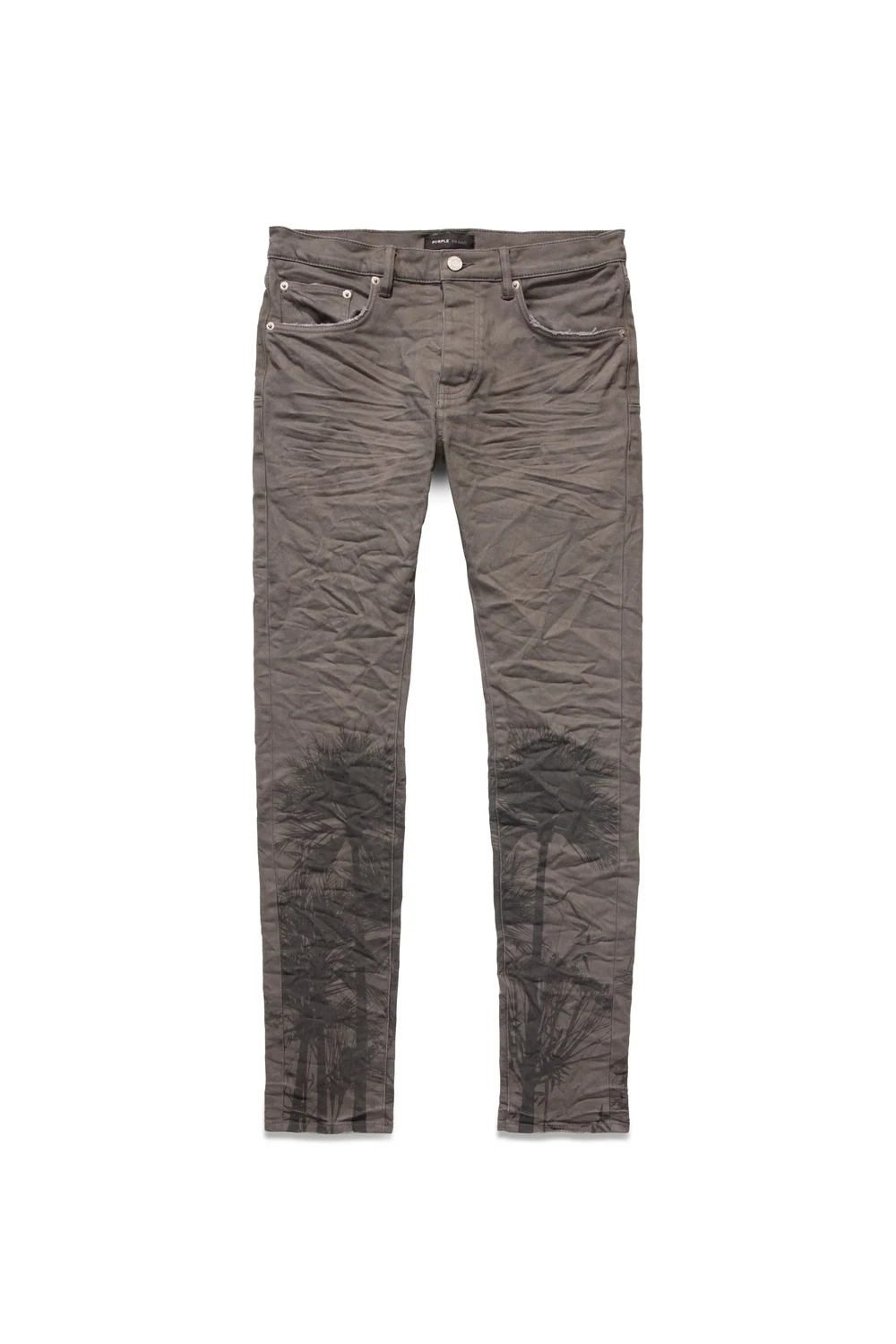 PURPLE BRAND CHARCOAL PALMS PRINT JEAN