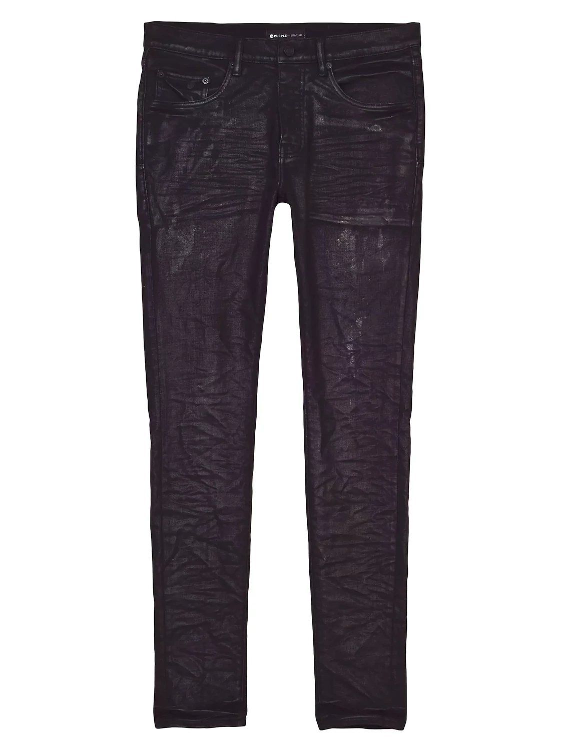 PURPLE BRAND CRESED BLACKEST WAX STRETCH SKINNY JEAN
