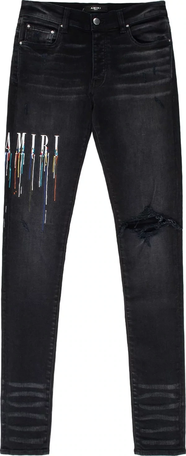 AMIRI BLACK PAINT LOGO JEAN