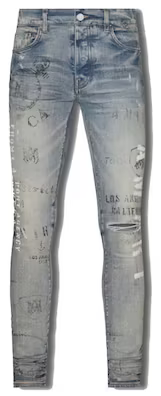 AMIRI BLUE MILITARY STENCIL JEAN CLAY INDIGO