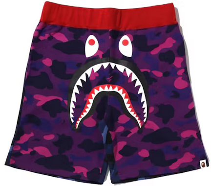 BAPE SPLIT CRAZY SHARK SWEAT SHORT PURPLE