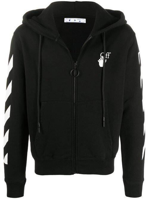 OFF-WHITE HANDS DRAWSTRING BLACK FULL ZIP