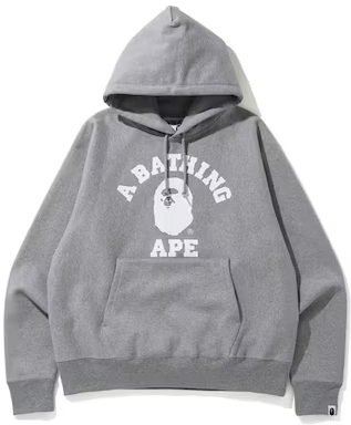 BAPE COLLEGE GREY/WHITE HOODIE