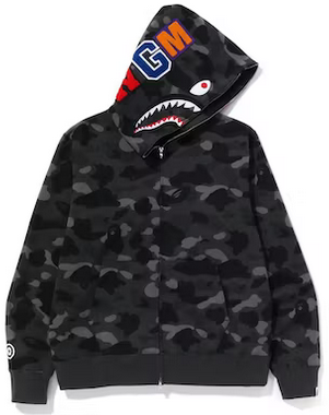BAPE COLOR CAMO SHARK FULL ZIP HOODIE BLACK