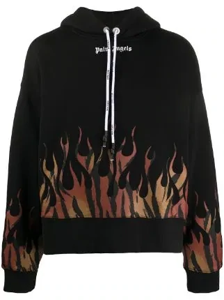 PALMS ANGEL TIGER FLAMES HOODIE BLACK