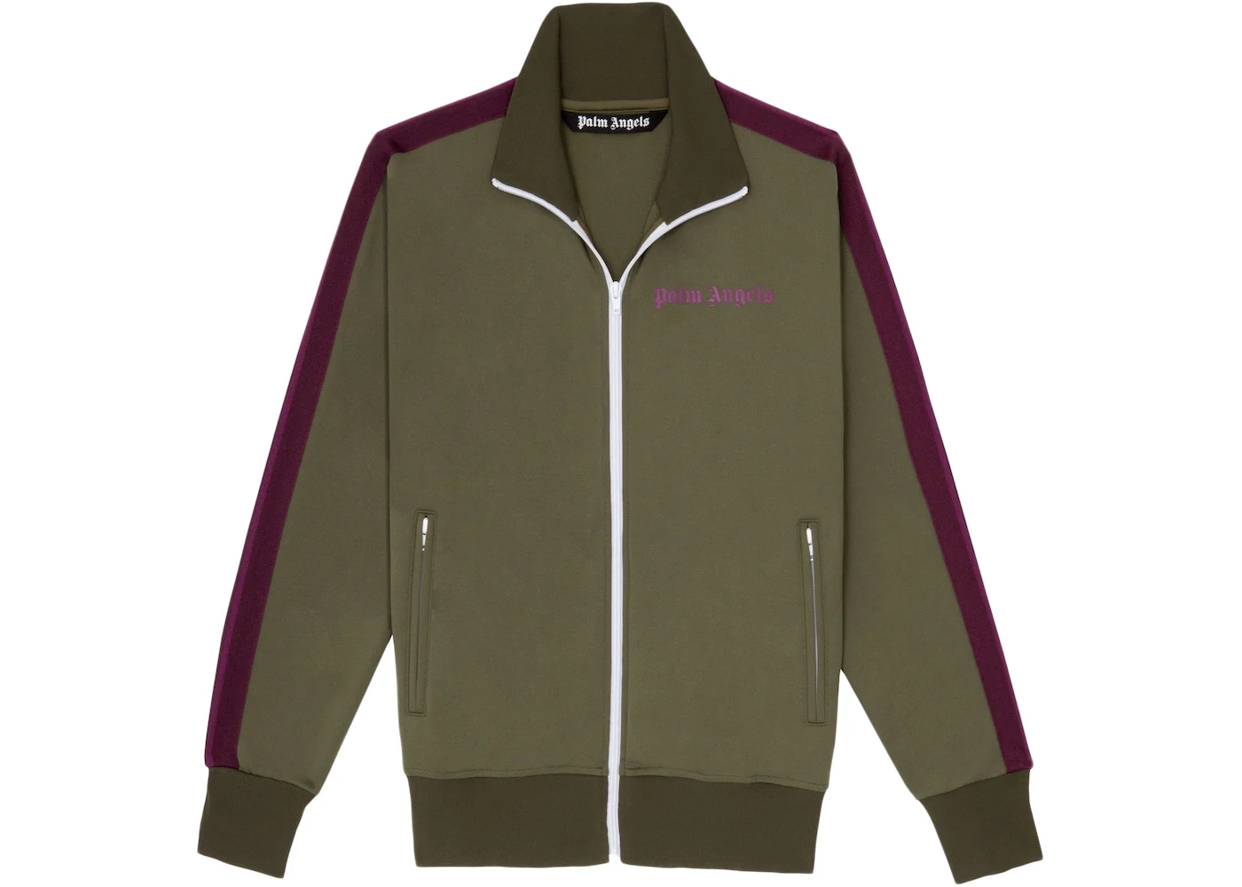 PALM ANGELS LOGO TRACK JACKET  OLIVE GREEN/PURPLE