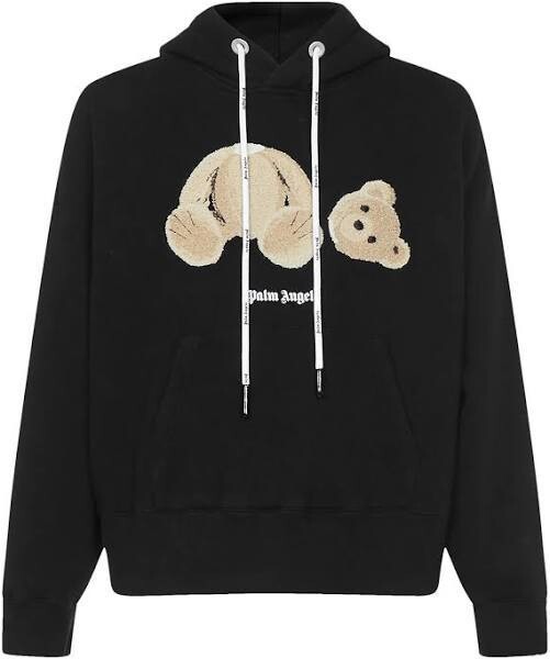 PALM ANGELS BEAR PRINTED HOODIE BLACK