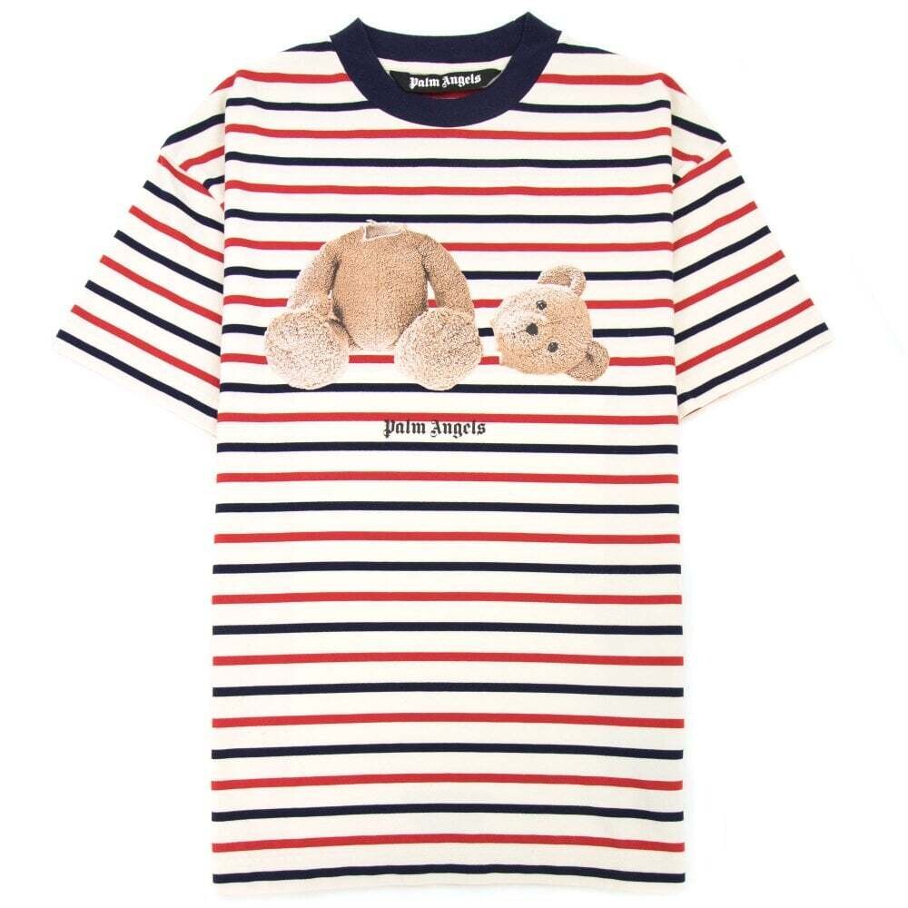 PALM ANGELS BEAR STRIPES CLASSIC TEE RED/BROWN