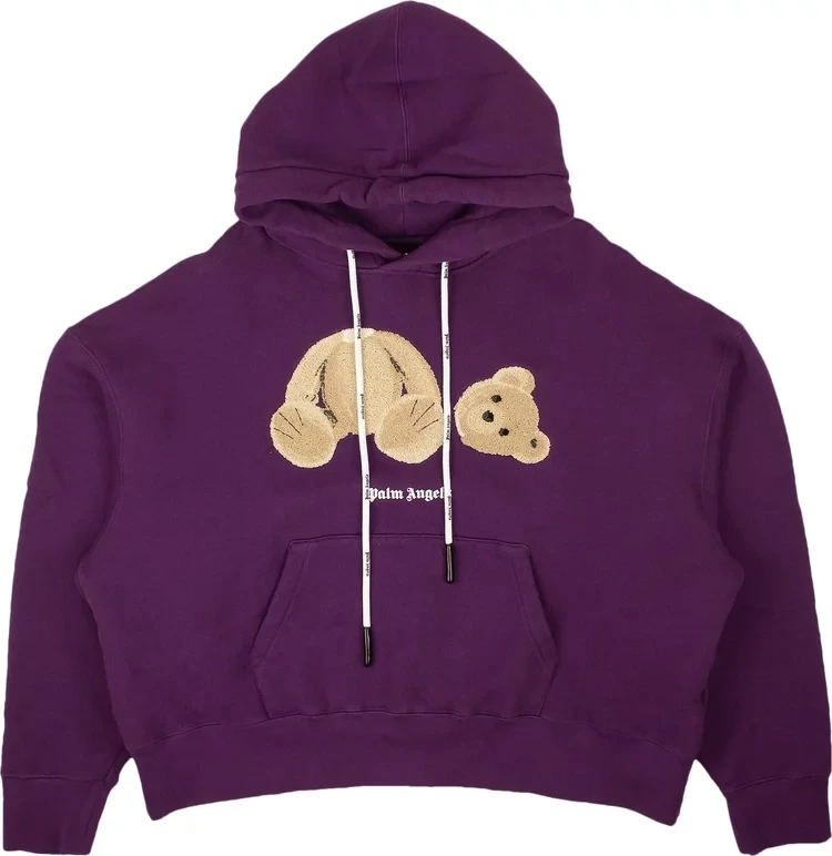 PALM ANGELS CLASSIC BEAR HOODIE PURPLE/BROWN