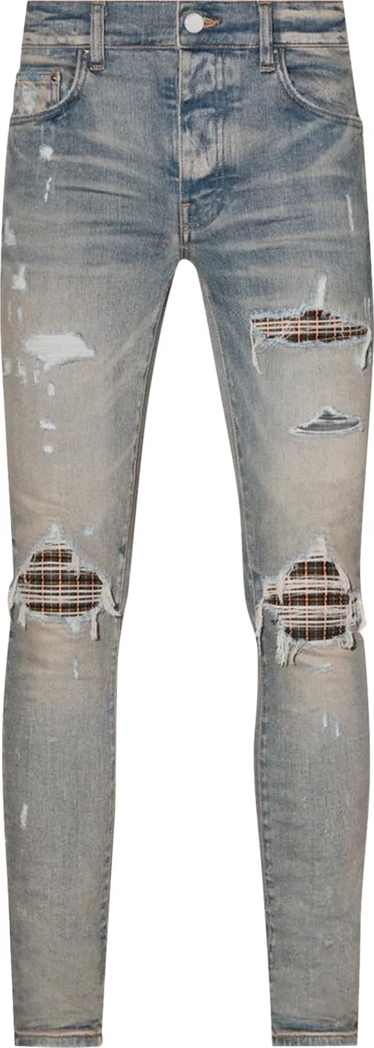 AMIRI MX1 NEON PLAID CLAY INDIGO JEAN