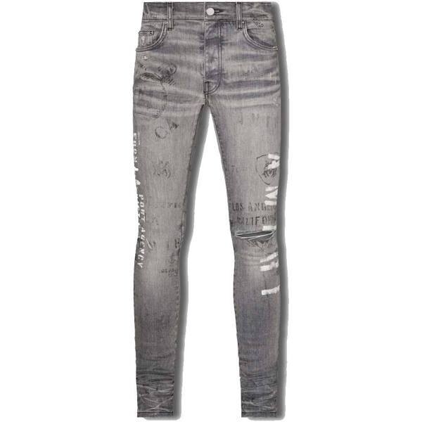 AMIRI GREY MILITARY STENCIL JEANS