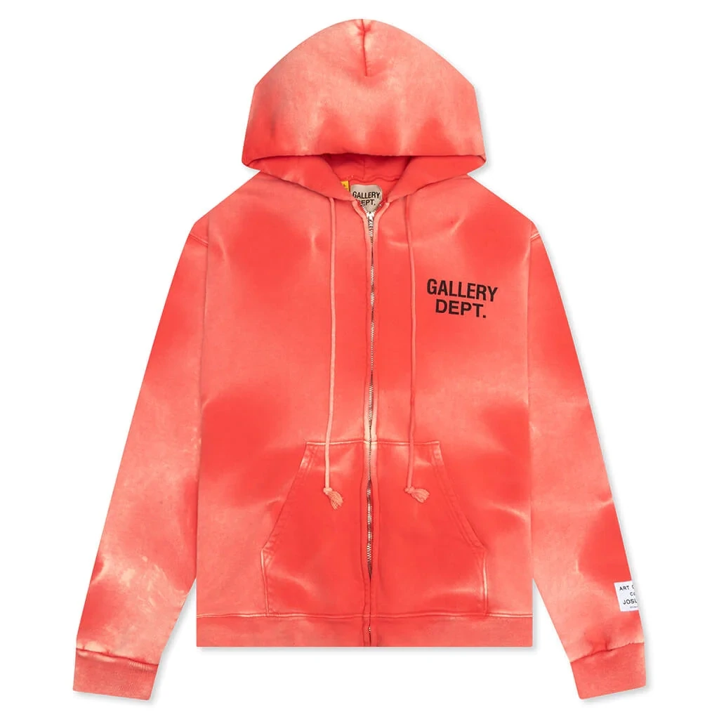 GALLERY DEPT SUN FADED FULL ZIP HOODIE RED