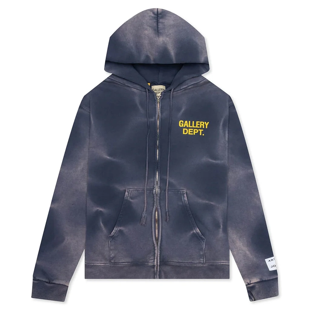 GALLERY DEPT SUNFADED ZIP UP HOODIE NAVY