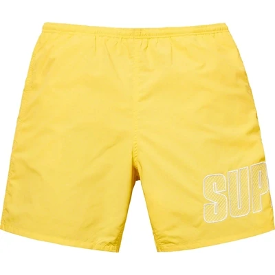 SUPREME LOGO APPLIQUE WATER SHORT PALE YELLOW