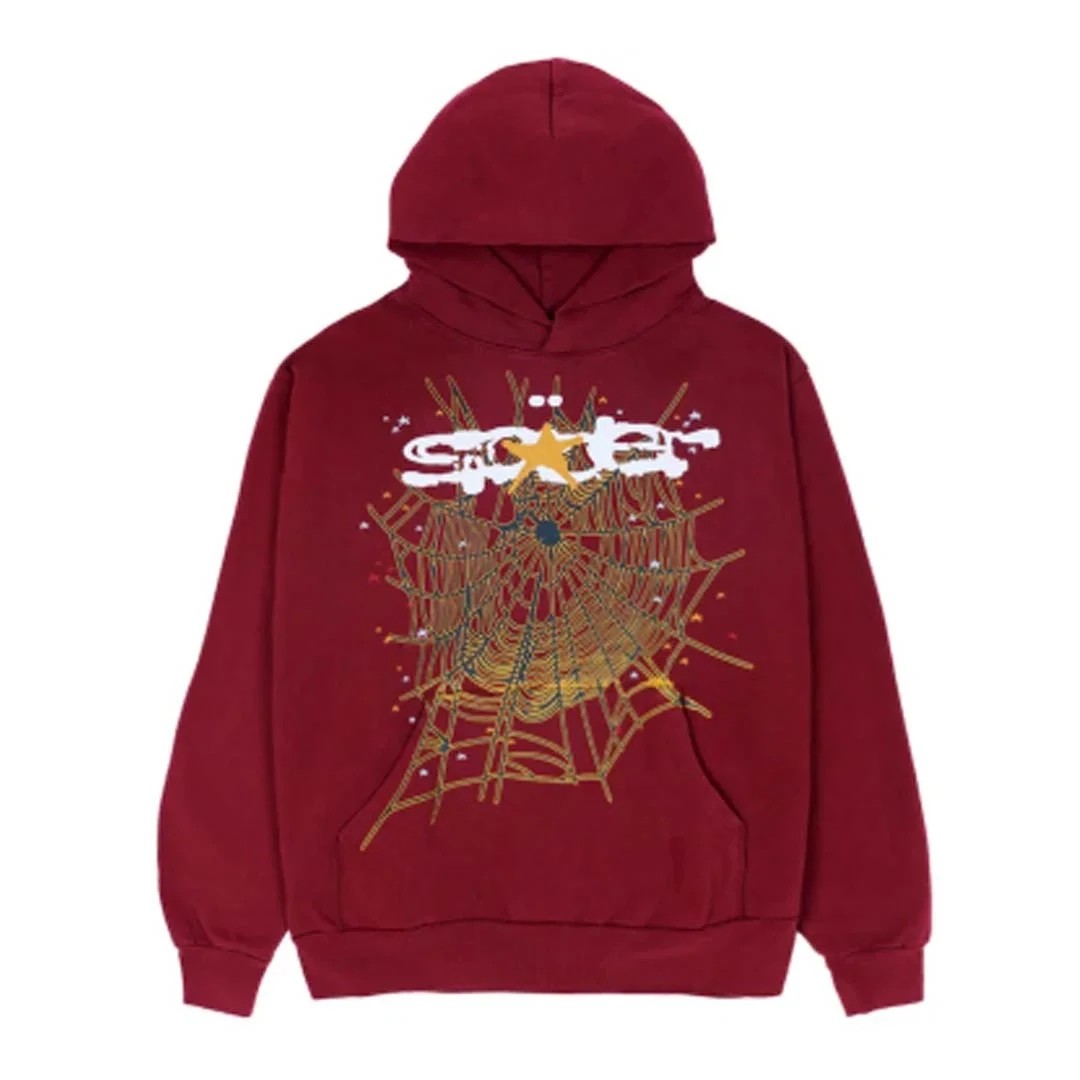 SP5DER LOGO MAROON HOODIE